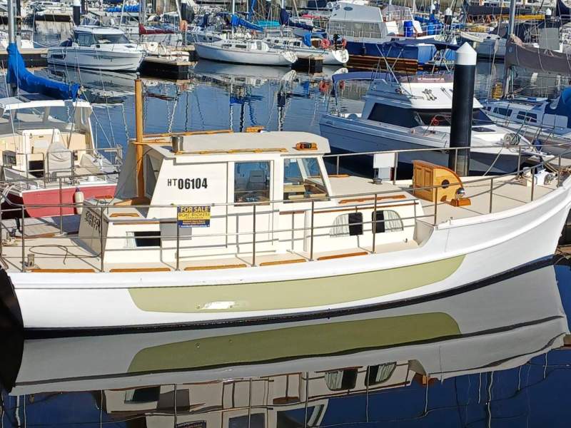 Traditional Tasmanian motor Sailer. Rig removed